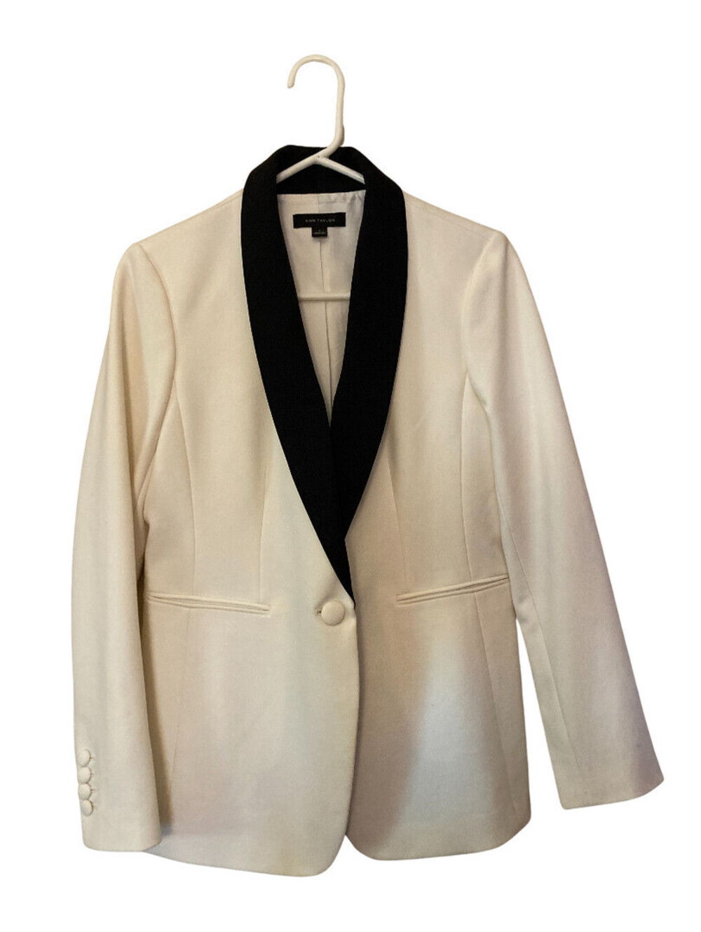 Ann Taylor White Blazer Jacket with Back Collar & Lapels - Size 6